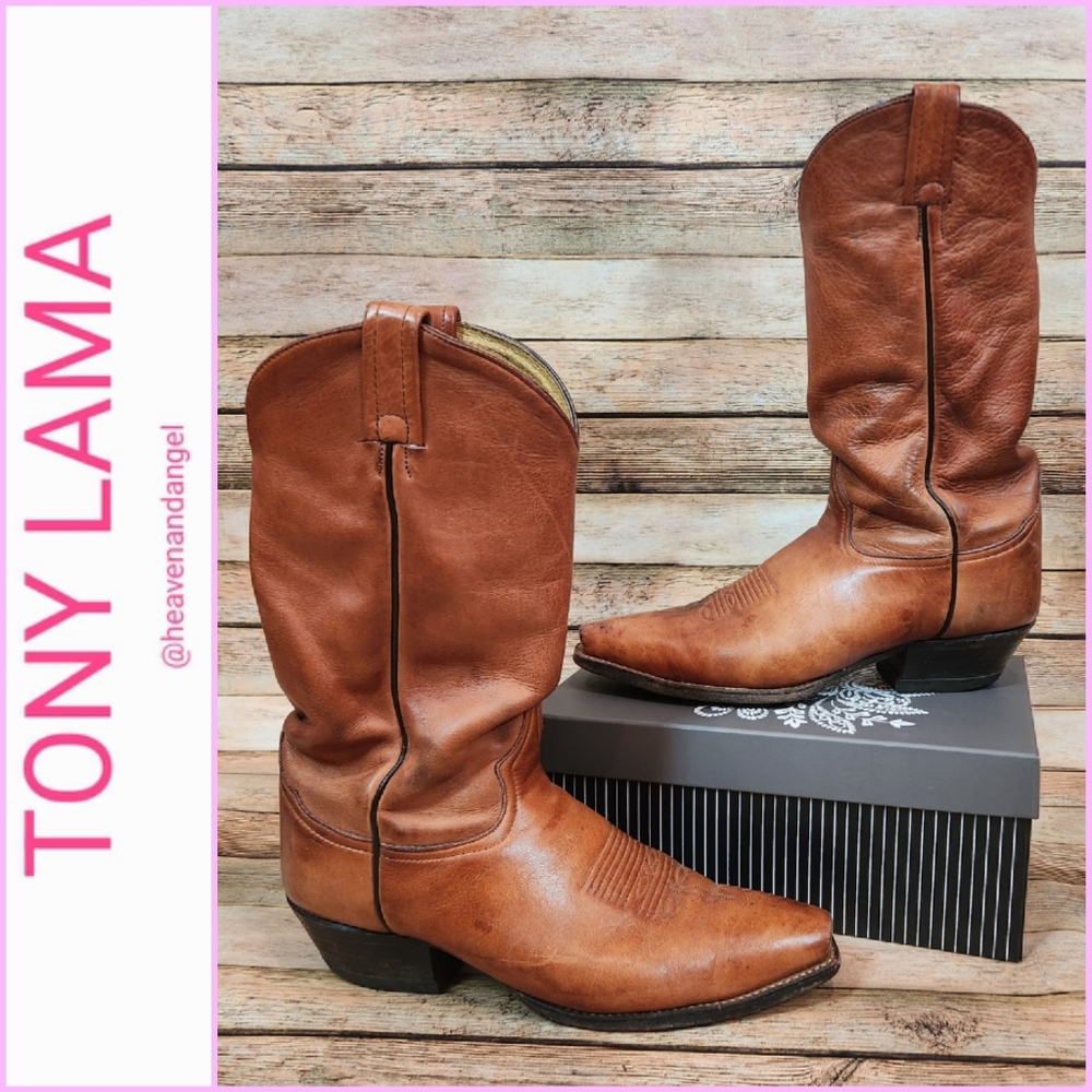 Tony Lama Leather Western Cowboy Boots